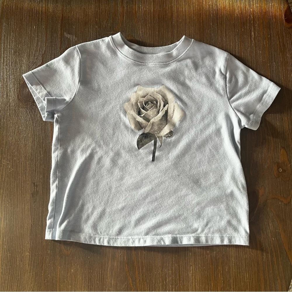Abercrombie Kids Light Blue Tee with Monochrome Rose - Picture 2 of 4
